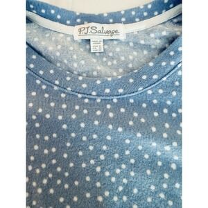 NWOT PJ Salvage Women Pajama‎ Set M Blue White Dots Crew Neck Soft Stretch Cozy